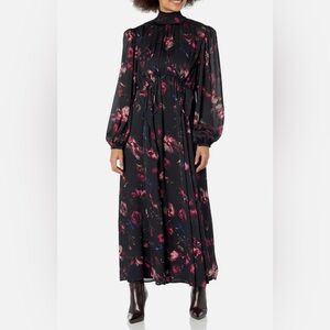 NEW The Drop x Karen BritChick Black Floral Mock Neck Maxi Dress